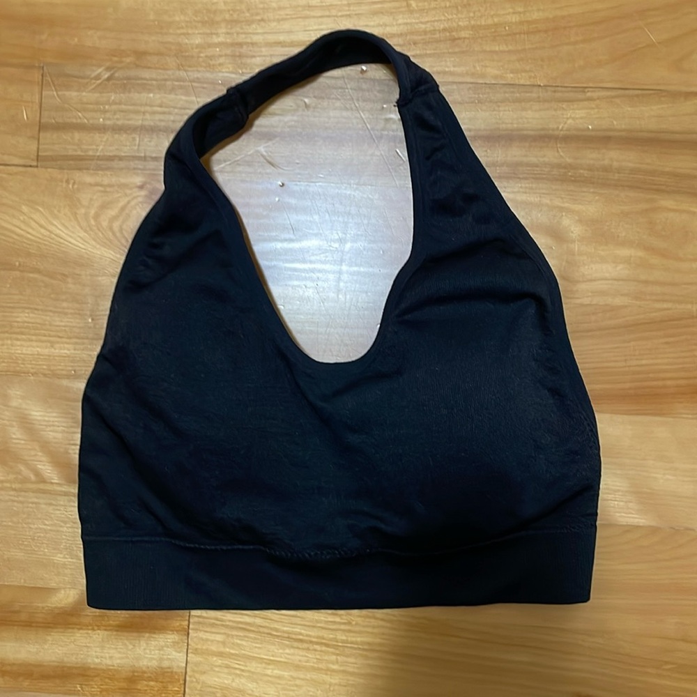 New Black halter style sports bra - XS